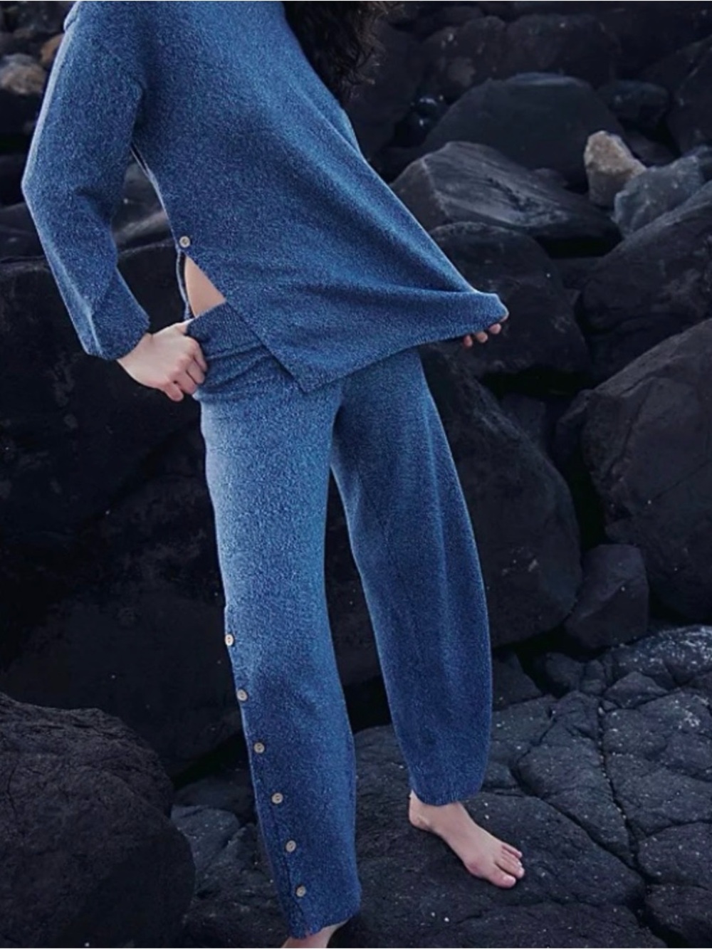 Free People Free-est Cozy Blue Knit Lounge Set